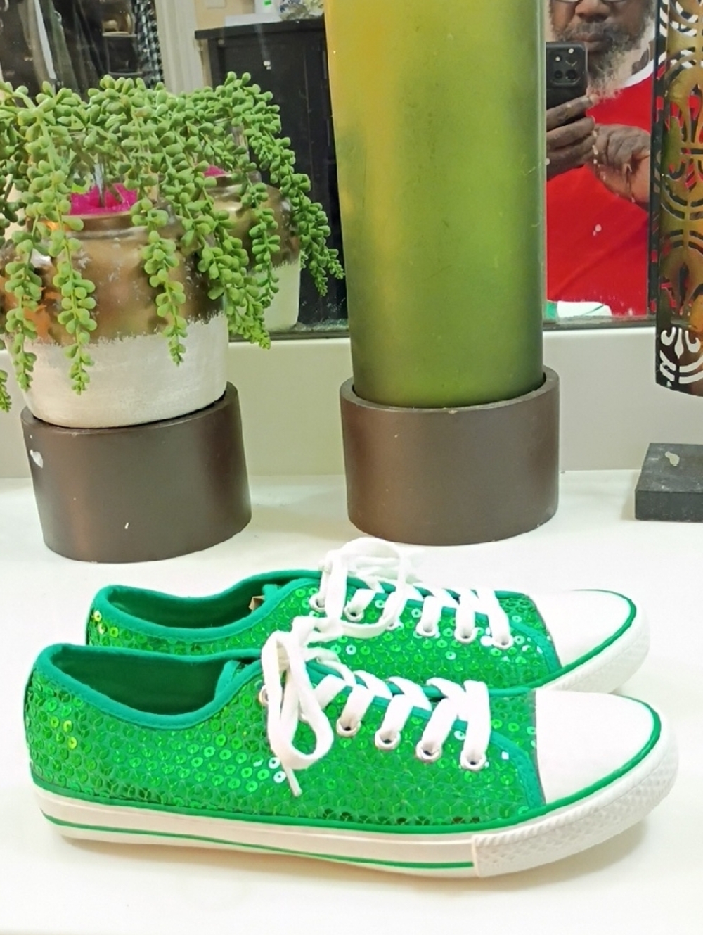 Converse Green Sequin Low-Top Sneakers - Picture 2 of 10